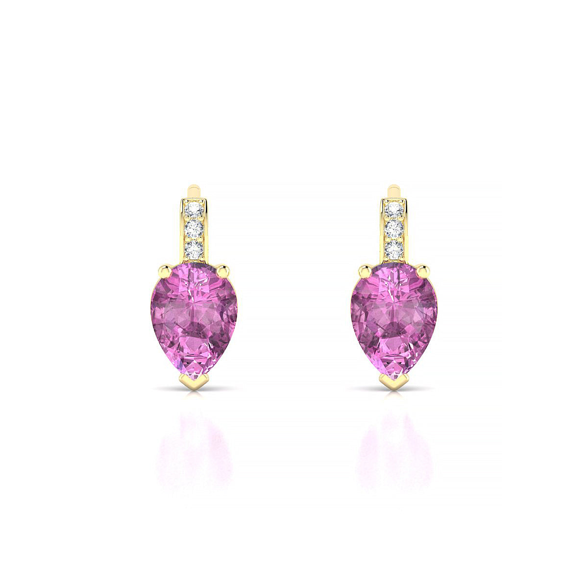 Exquisite | 18k Yellow Gold 7 x 5 mm Pear Pink Sapphire Earrings