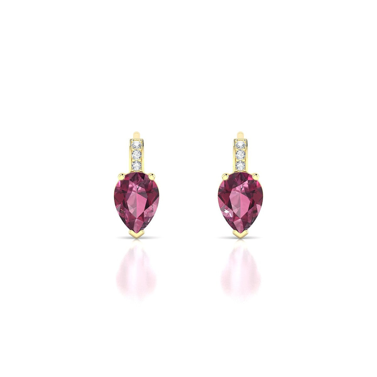 Exquisite | 18k Yellow Gold 7 x 5 mm Pear Rhodolite Earrings