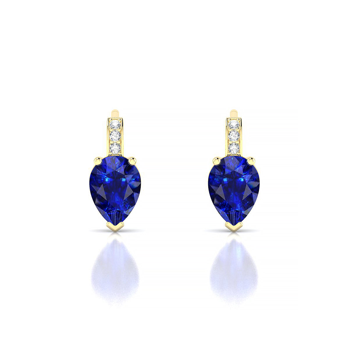 Exquisite | 18k Yellow Gold 7 x 5 mm Pear Sapphire Earrings