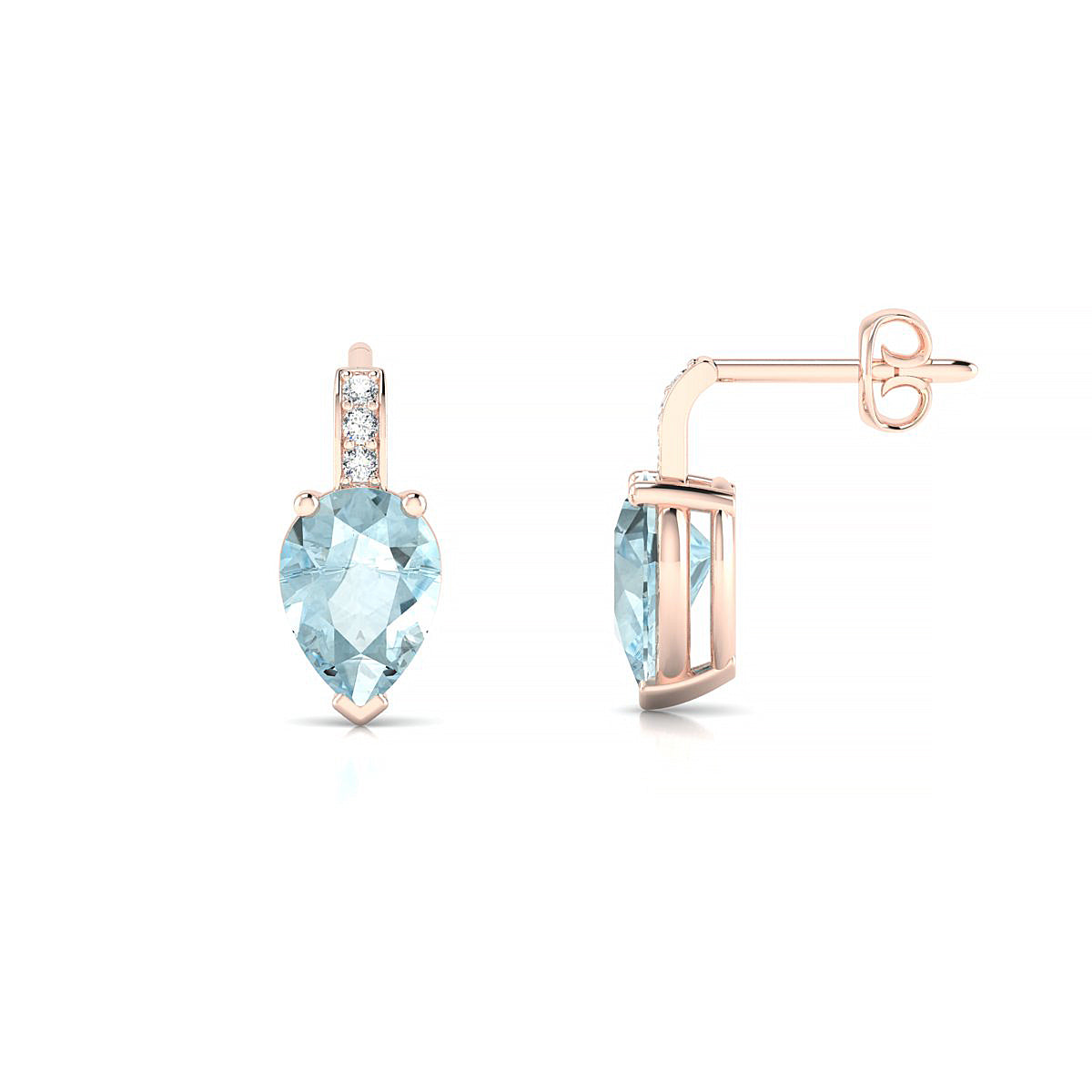 Exquisite | 18k Rose Gold 7 x 5 mm Pear Aquamarine Earrings