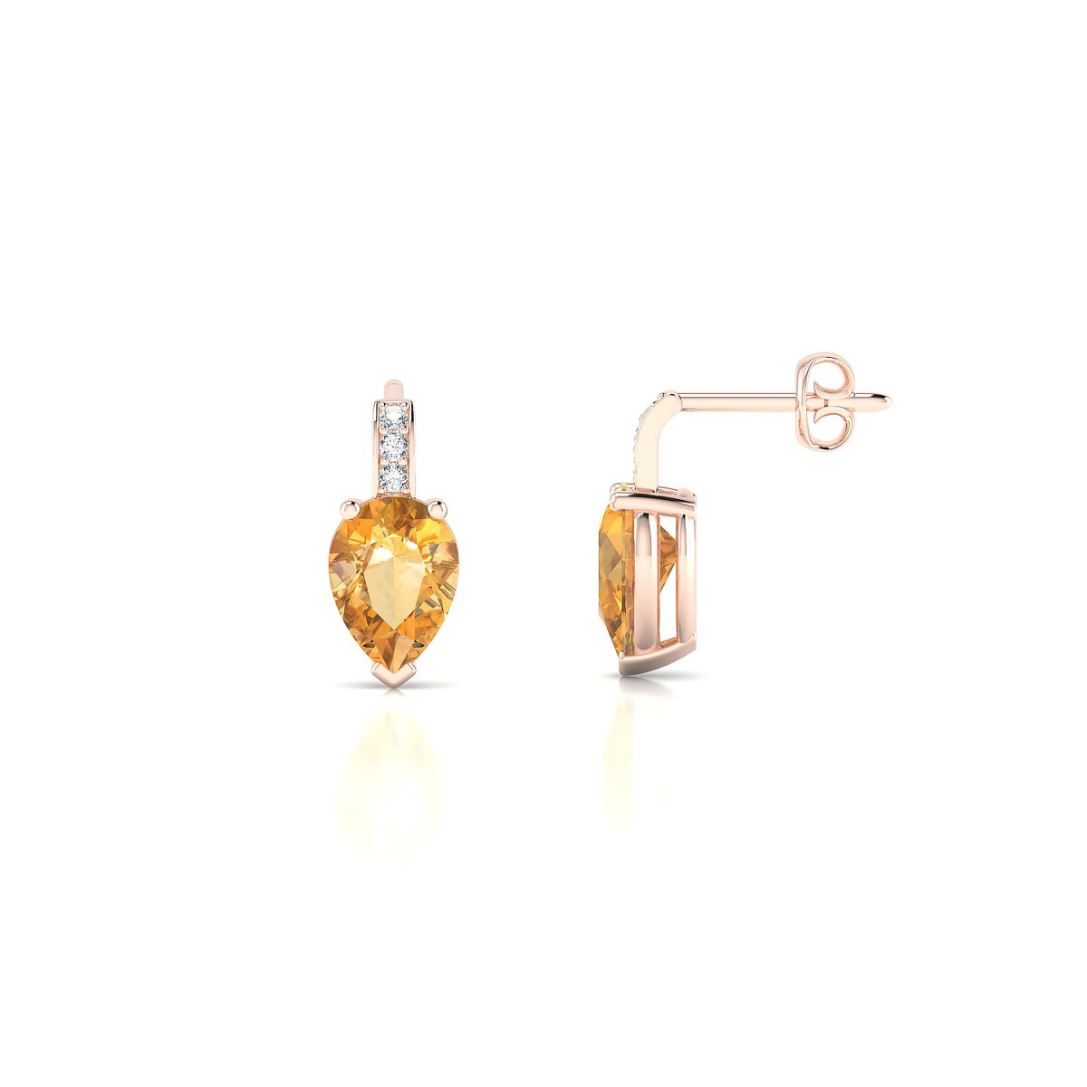 Exquisite | 18k Rose Gold 7 x 5 mm Pear Citrine Earrings
