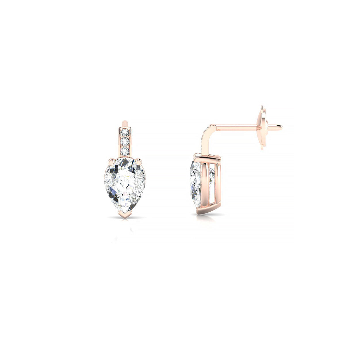 Exquisite | 18k Rose Gold 7 x 5 mm Pear Diamond Earrings