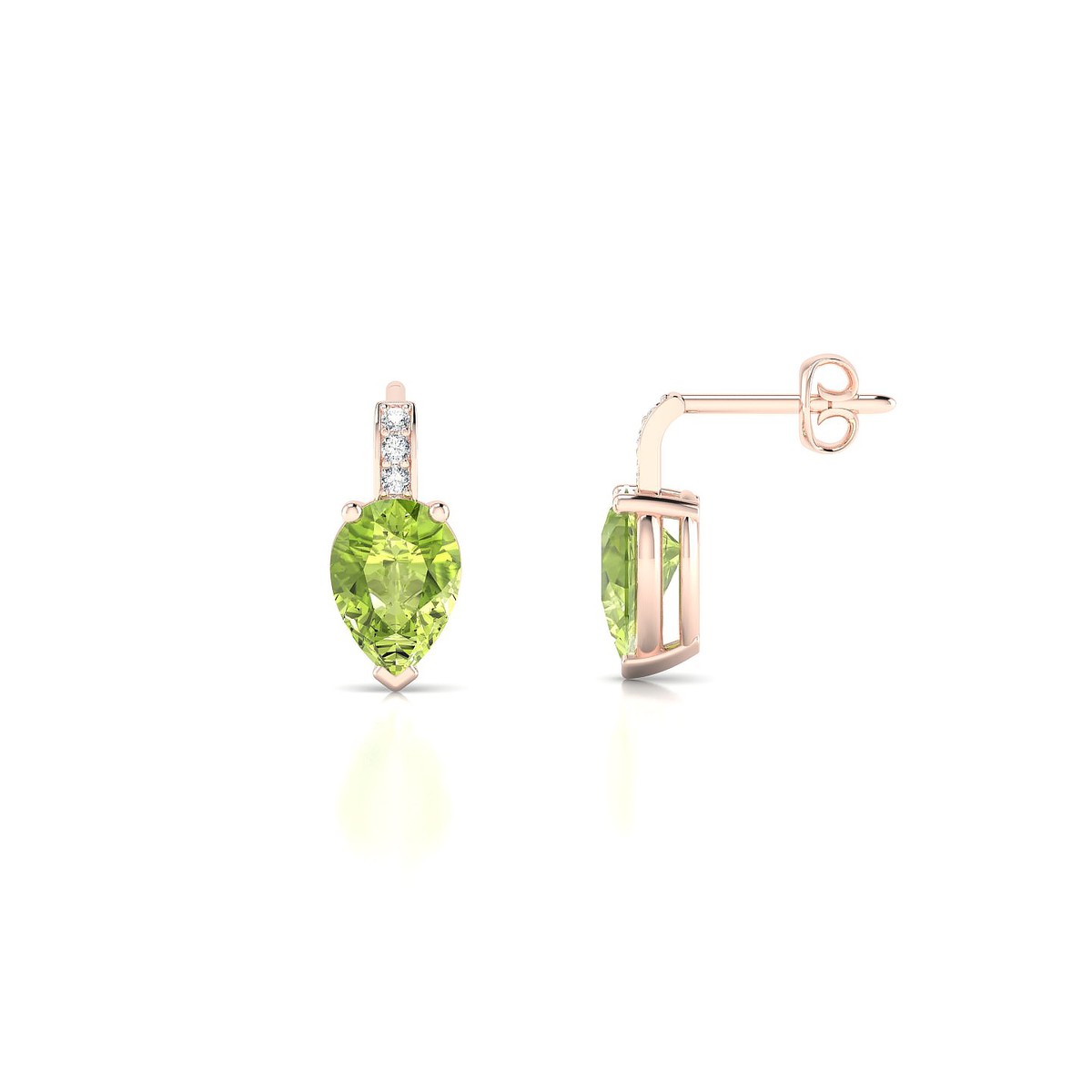 Exquisite | 18k Rose Gold 7 x 5 mm Pear Peridot Earrings