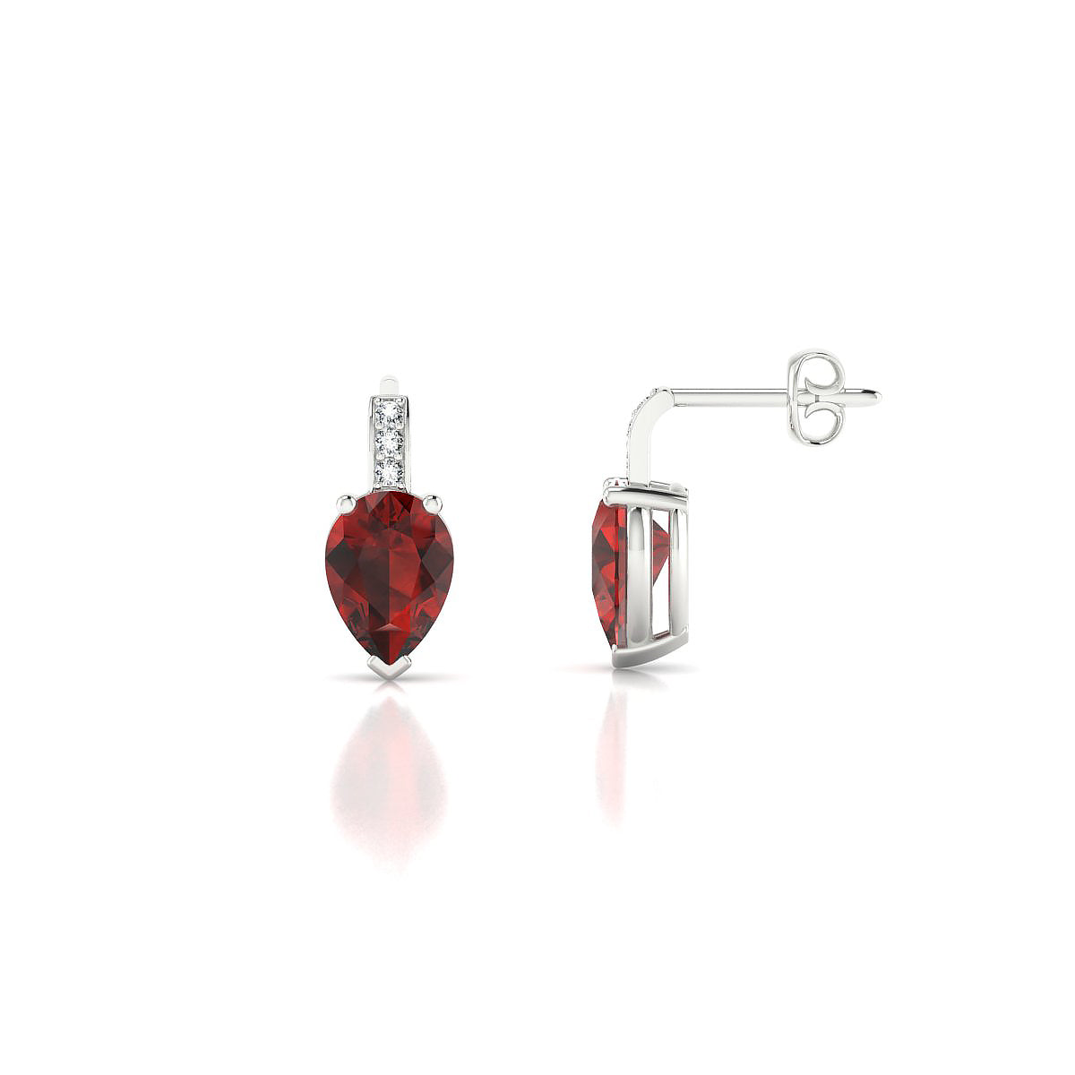 Exquisite | 18k White Gold 7 x 5 mm Pear Garnet Earrings