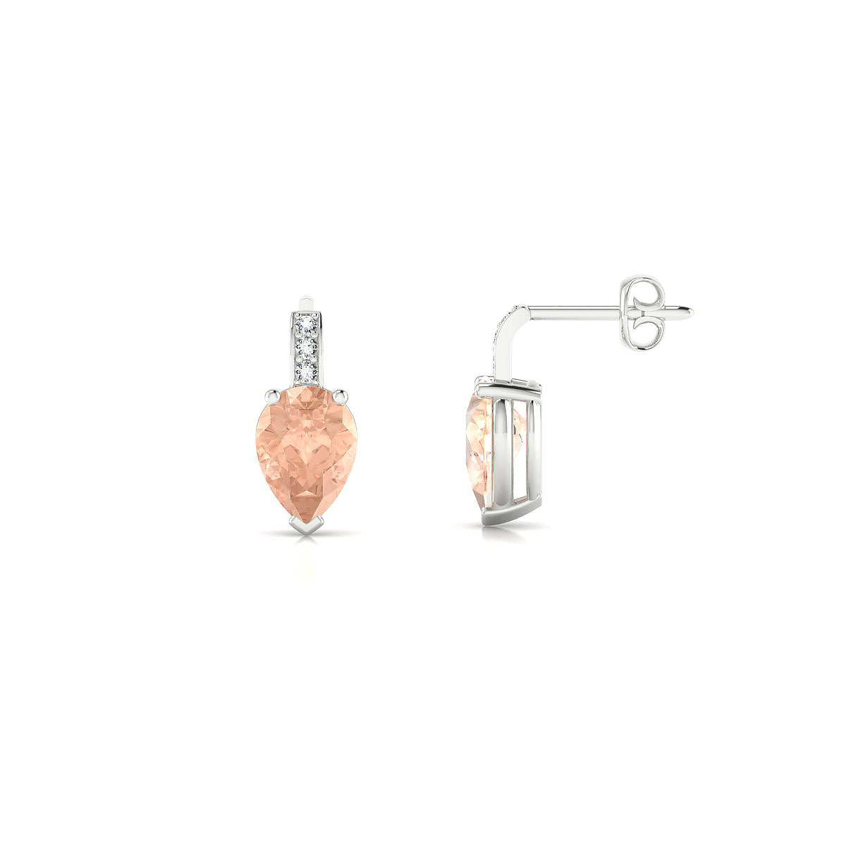 Exquisite | 18k White Gold 7 x 5 mm Pear Morganite Earrings