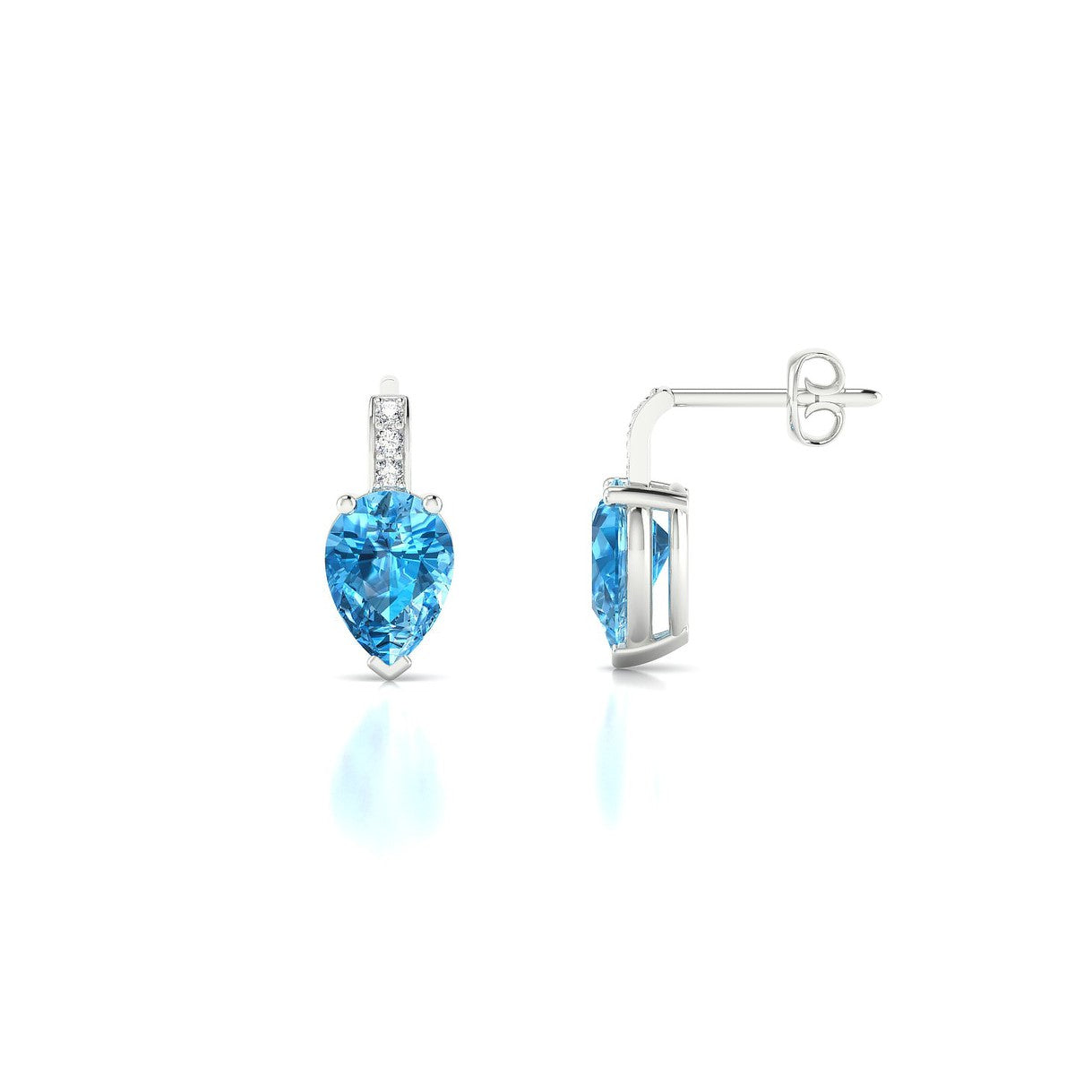 Exquisite | 18k White Gold 7 x 5 mm Pear Topaz Earrings