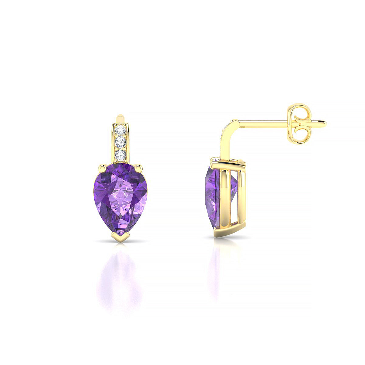 Exquisite | 18k Yellow Gold 7 x 5 mm Pear Amethyst Earrings