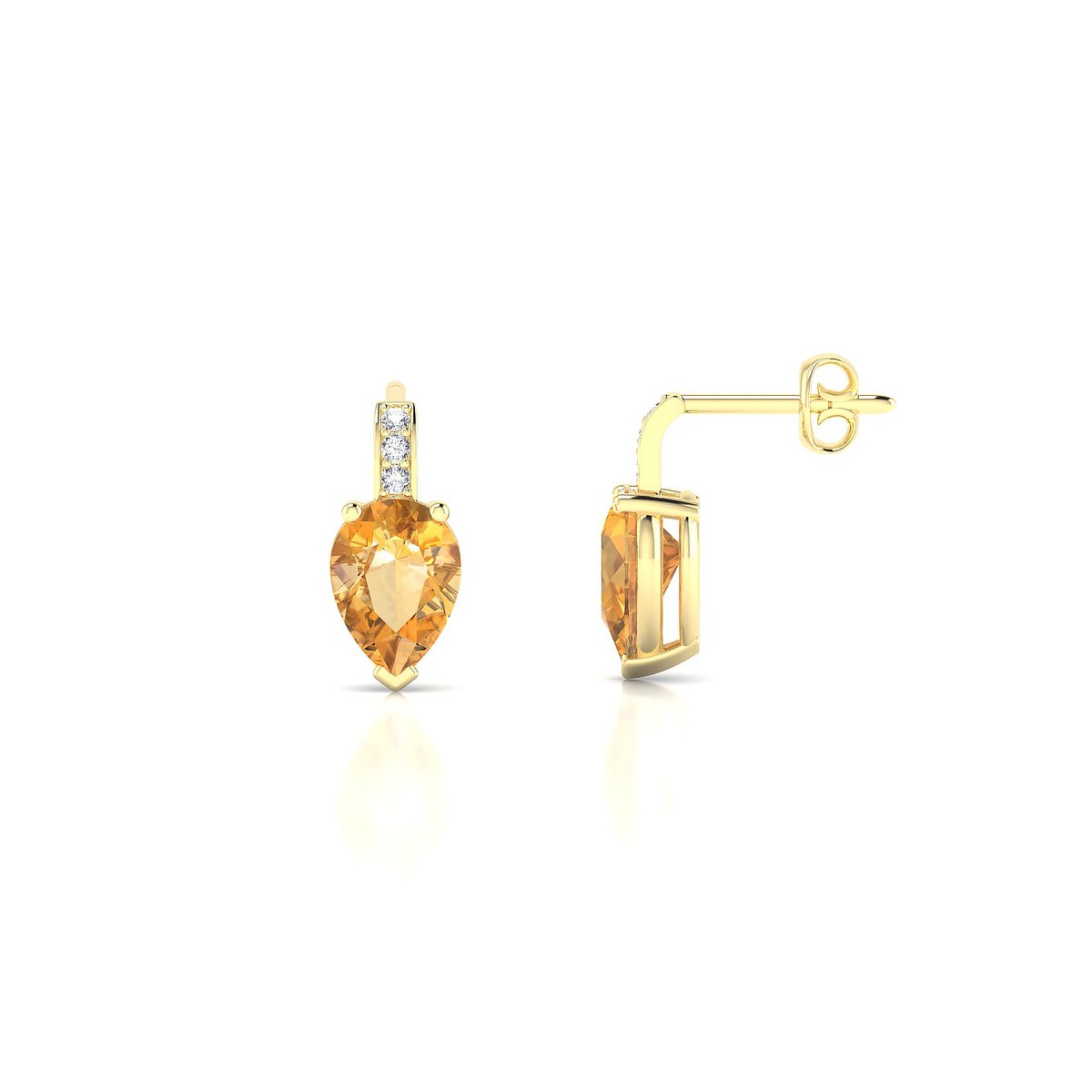 Exquisite | 18k Yellow Gold 7 x 5 mm Pear Citrine Earrings