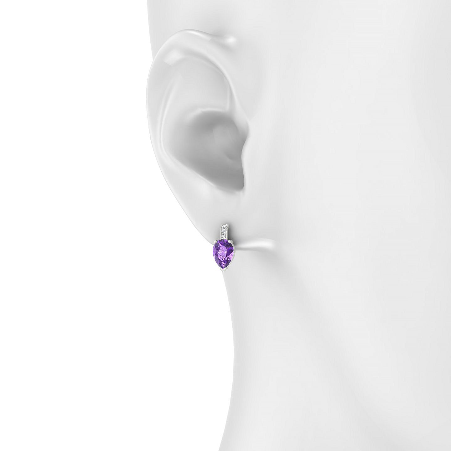 Exquisite | 18k White Gold 7 x 5 mm Pear Amethyst Earrings