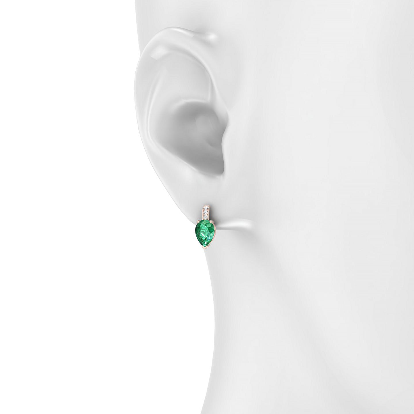 Exquisite | 18k Rose Gold 7 x 5 mm Pear Emerald Earrings