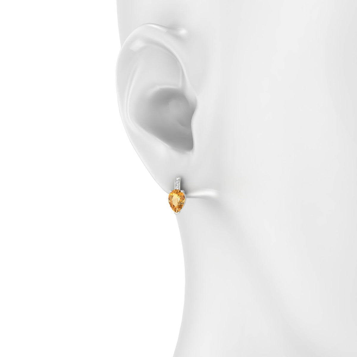 Exquisite | 18k White Gold 7 x 5 mm Pear Citrine Earrings