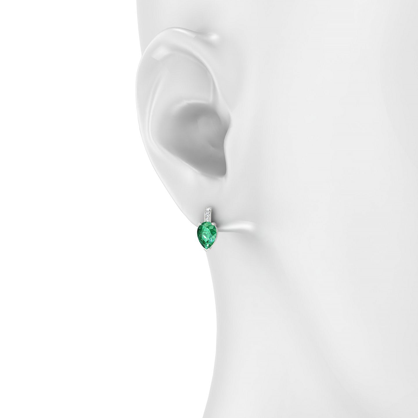 Exquisite | 18k White Gold 7 x 5 mm Pear Emerald Earrings