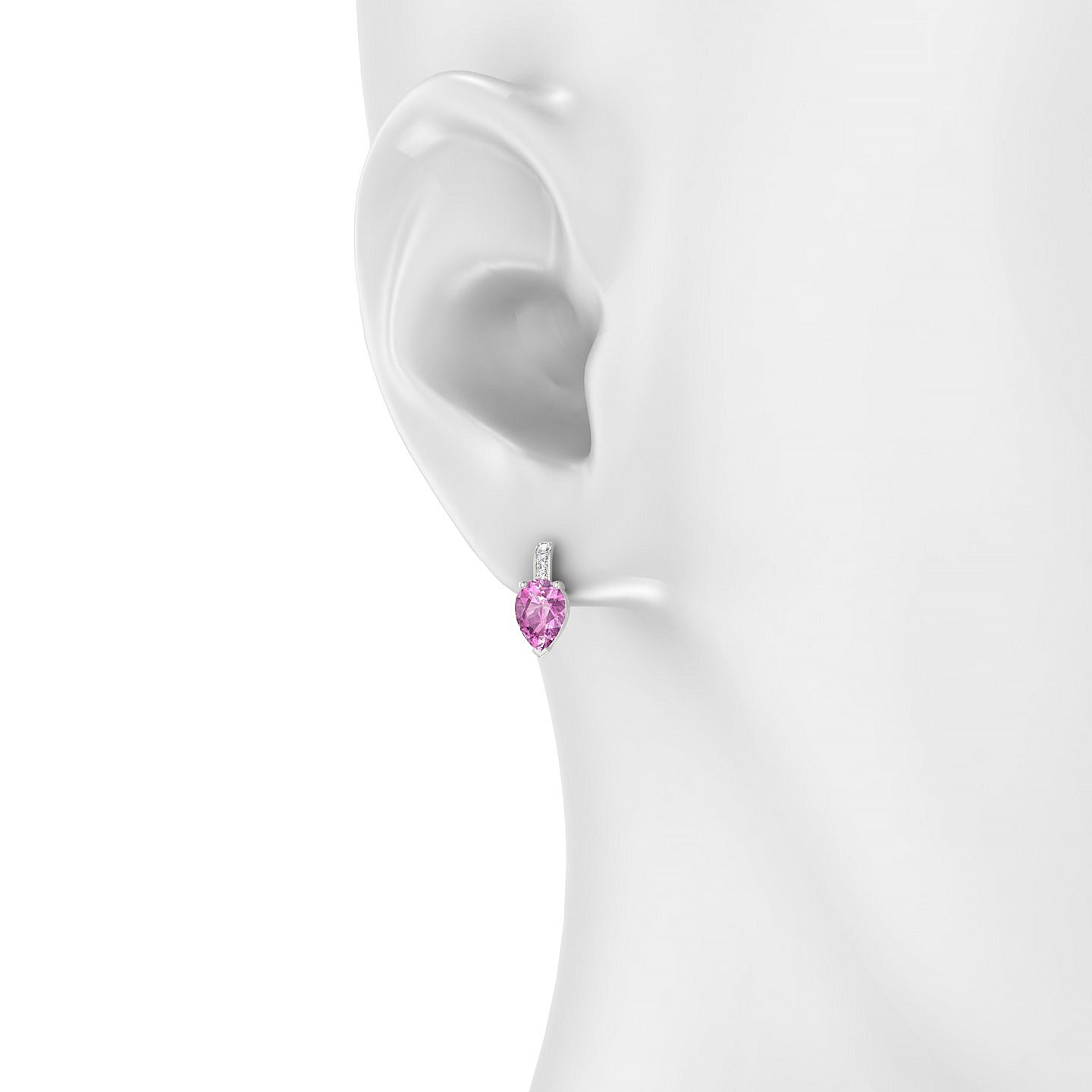 Exquisite | 18k White Gold 7 x 5 mm Pear Pink Sapphire Earrings