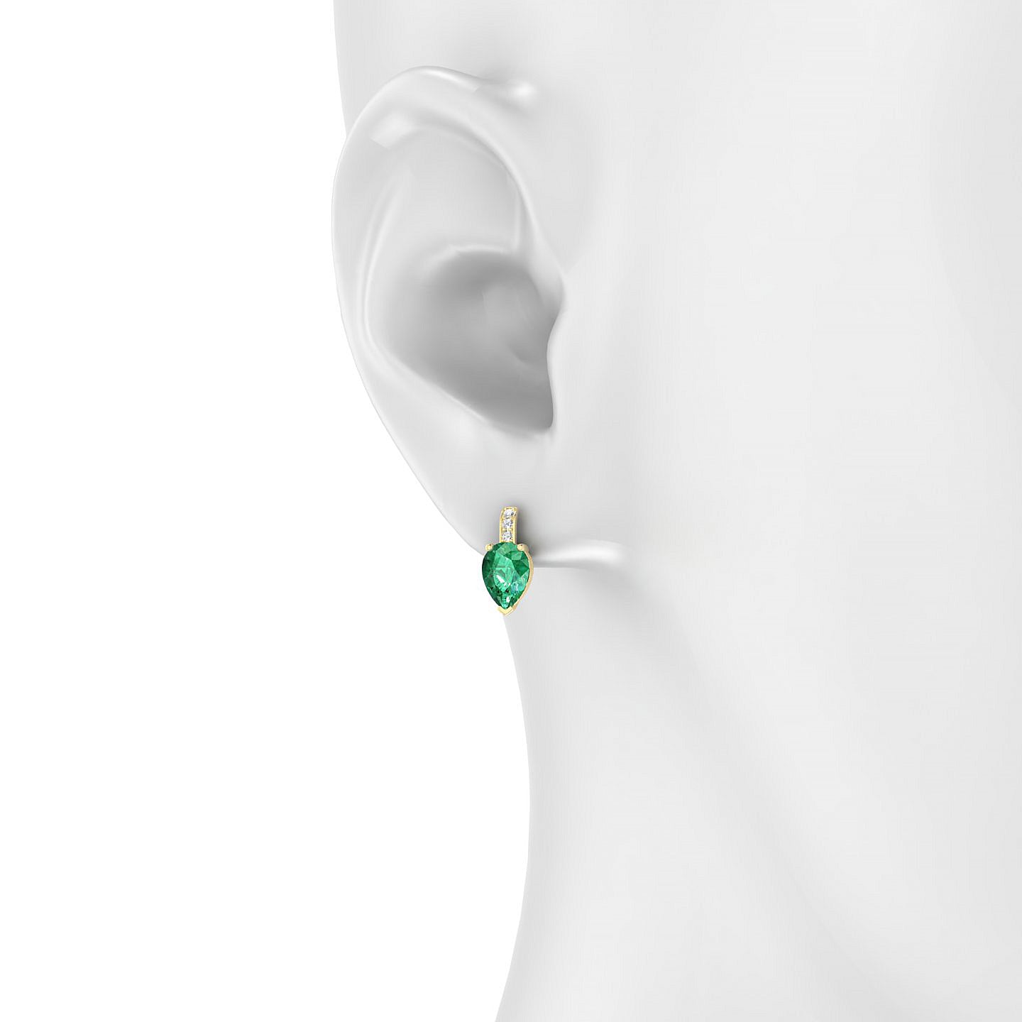Exquisite | 18k Yellow Gold 7 x 5 mm Pear Emerald Earrings