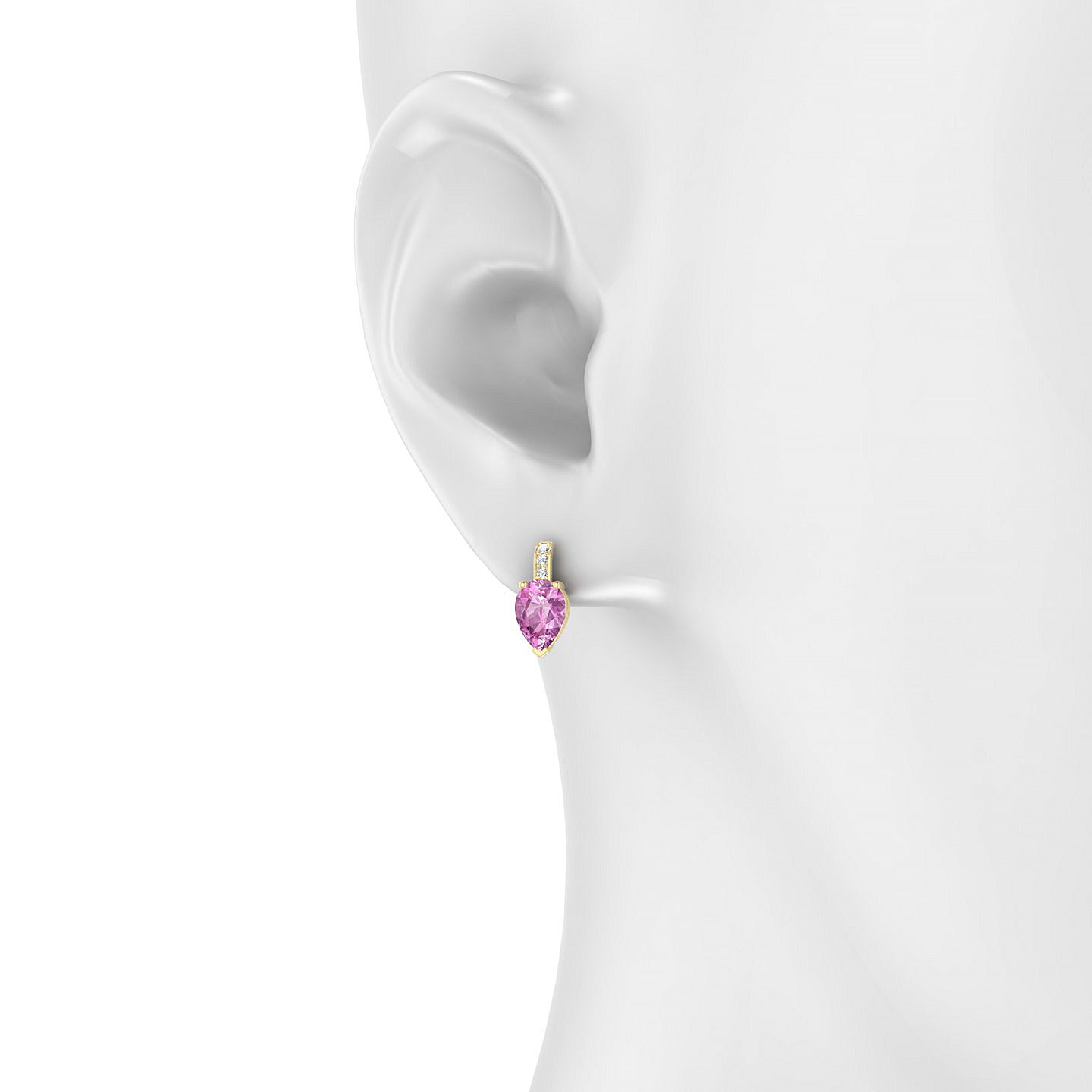 Exquisite | 18k Yellow Gold 7 x 5 mm Pear Pink Sapphire Earrings