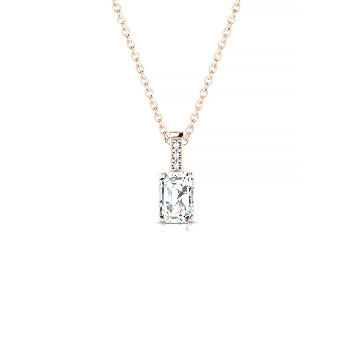 Exquisite | 18k Rose Gold 6 x 4 mm Emerald Diamond Pendant