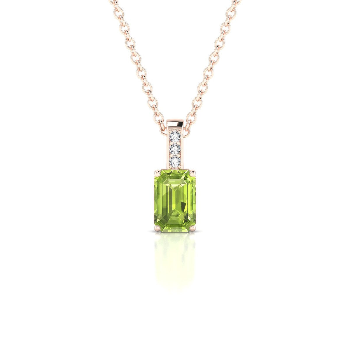 Exquisite | 18k Rose Gold 6 x 4 mm Emerald Peridot Pendant