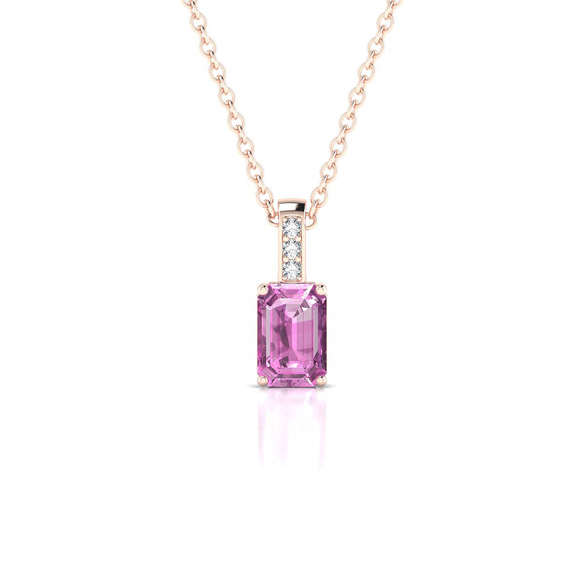 Exquisite | 18k Rose Gold 6 x 4 mm Emerald Pink Sapphire Pendant