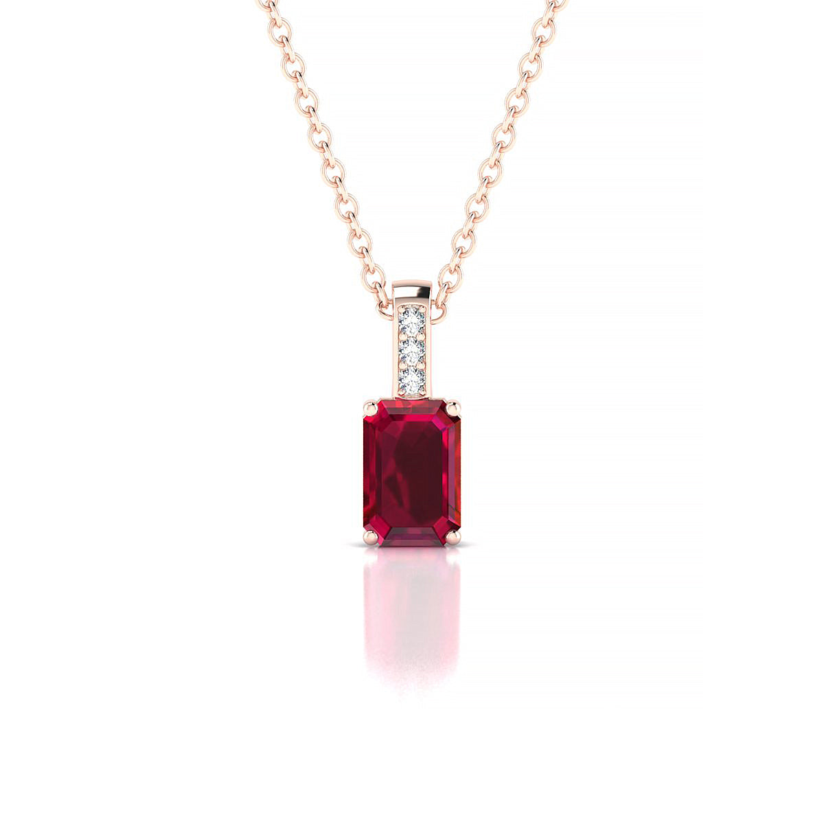 Exquisite | 18k Rose Gold 6 x 4 mm Emerald Ruby Pendant