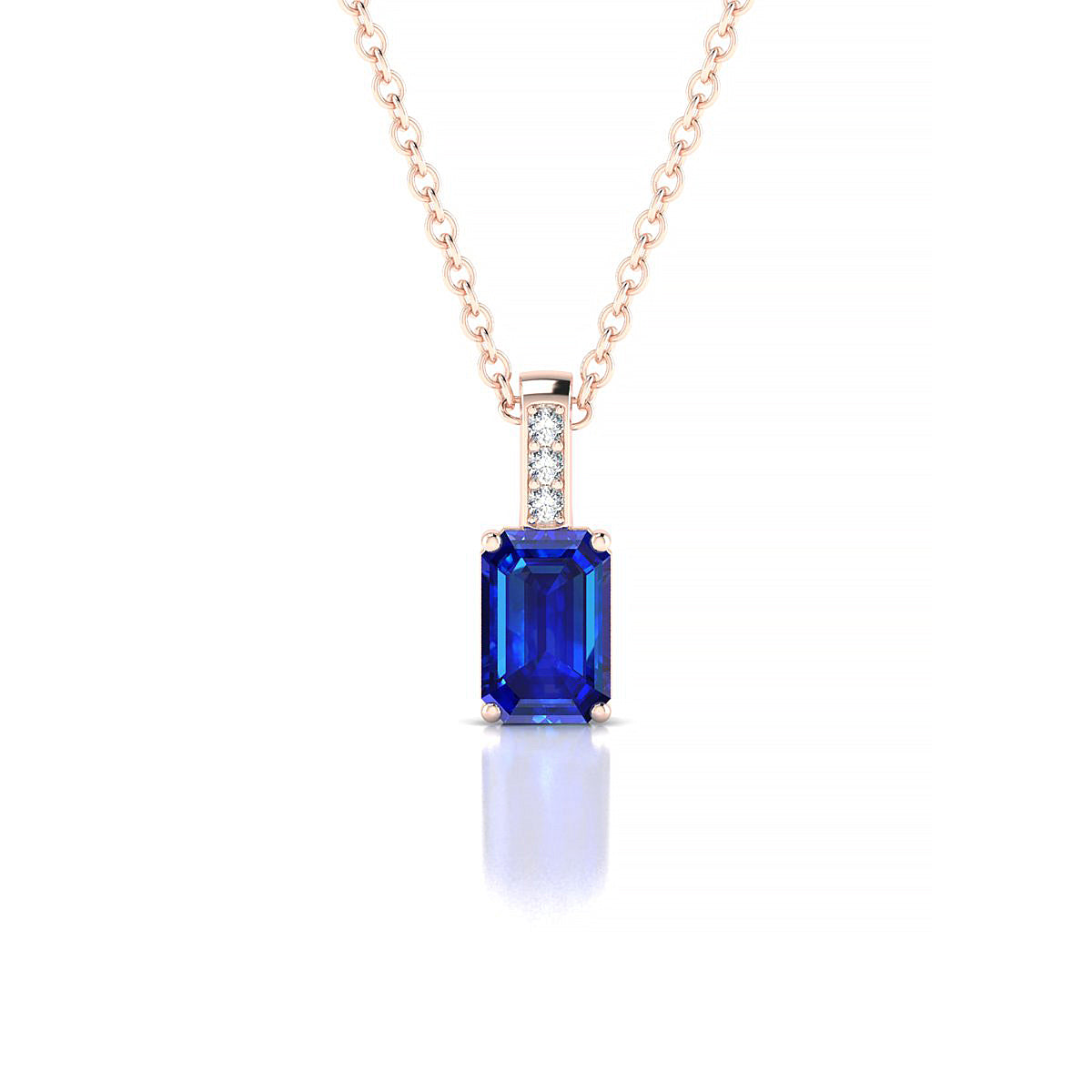 Exquisite | 18k Rose Gold 6 x 4 mm Emerald Sapphire Pendant