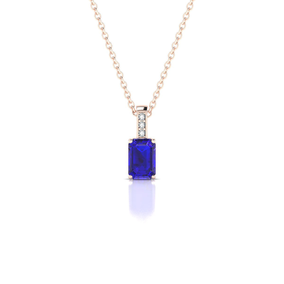Exquisite | 18k Rose Gold 6 x 4 mm Emerald Tanzanite Pendant