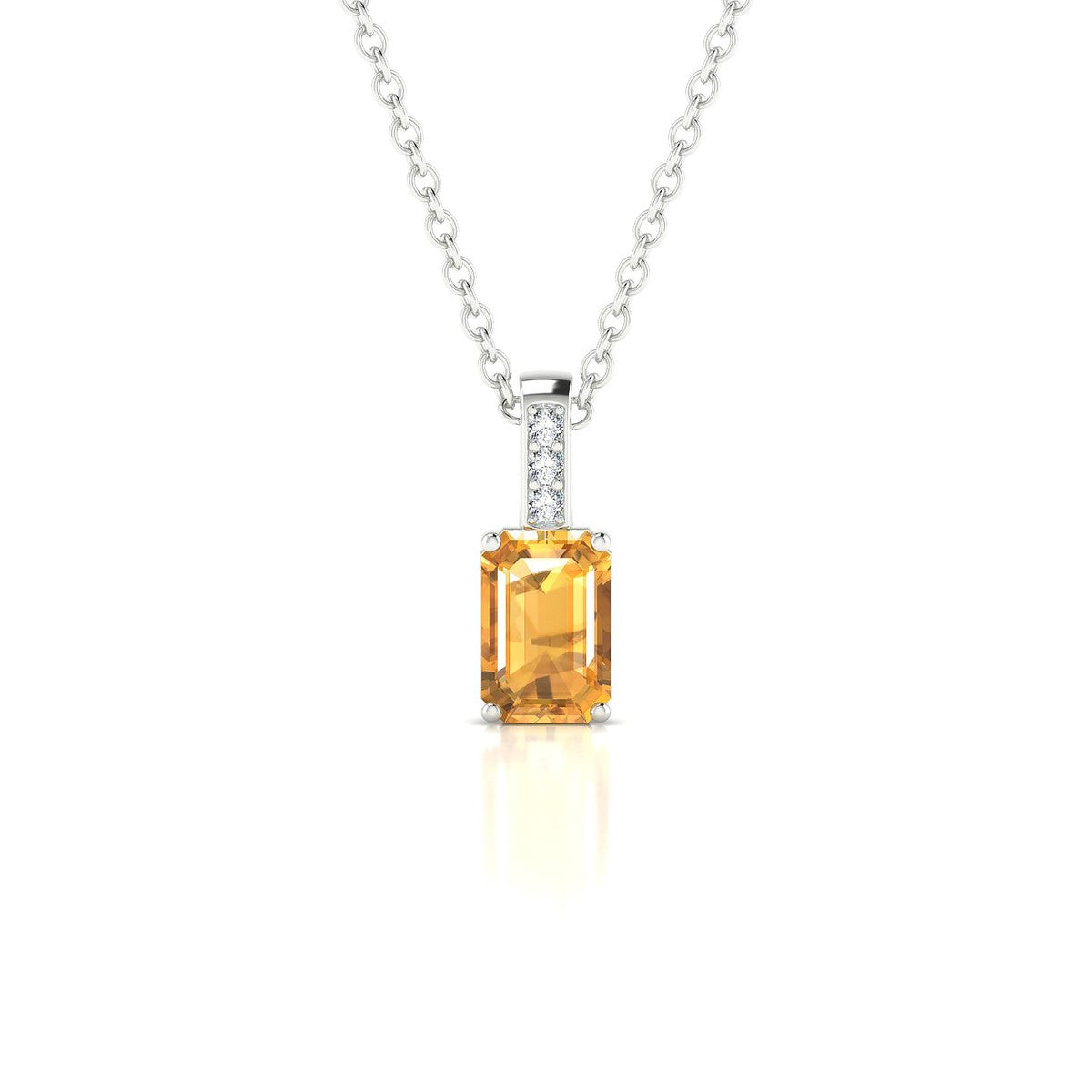 Exquisite | 18k White Gold 6 x 4 mm Emerald Citrine Pendant