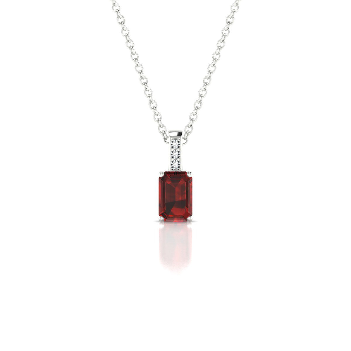 Exquisite | 18k White Gold 6 x 4 mm Emerald Garnet Pendant