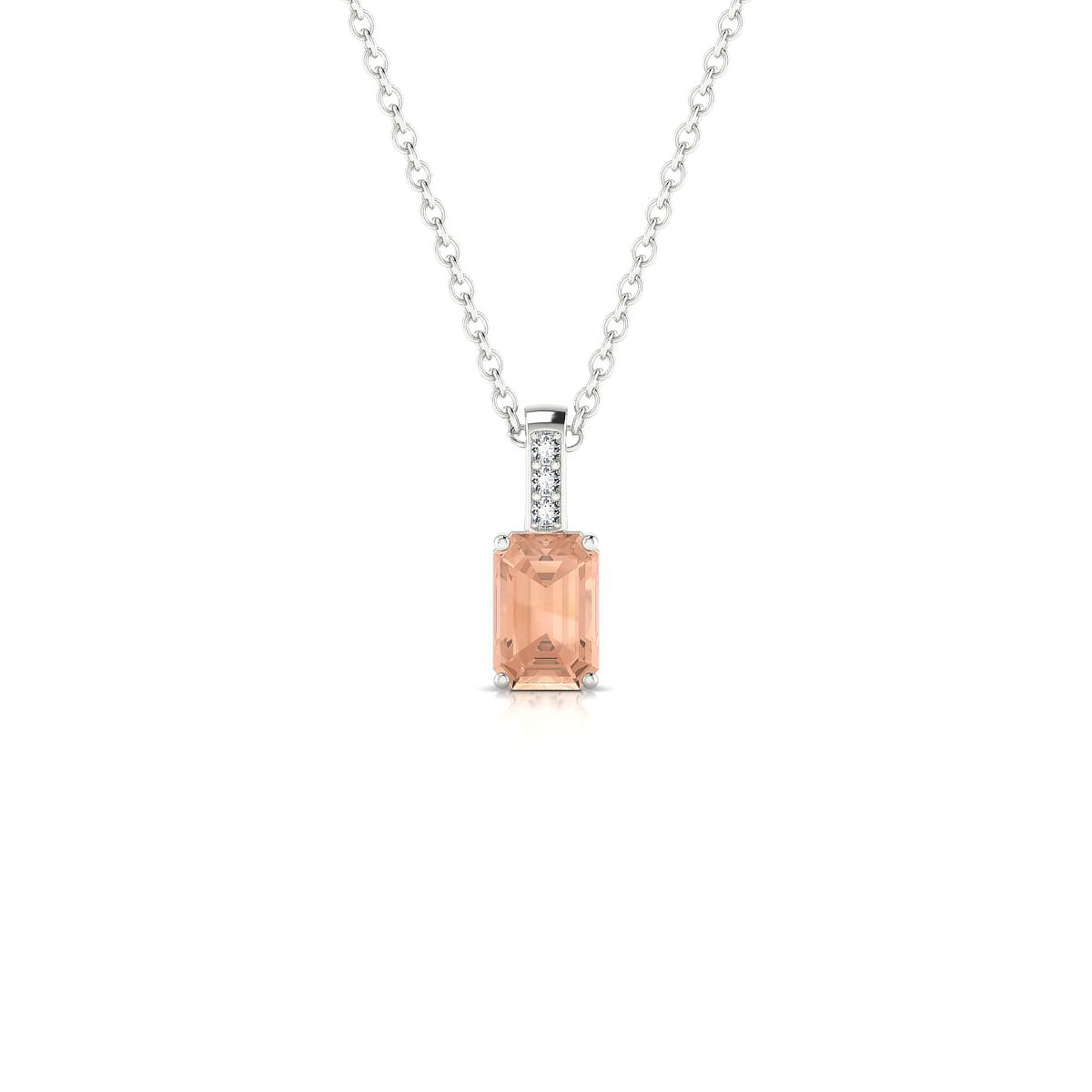 Exquisite | 18k White Gold 6 x 4 mm Emerald Morganite Pendant