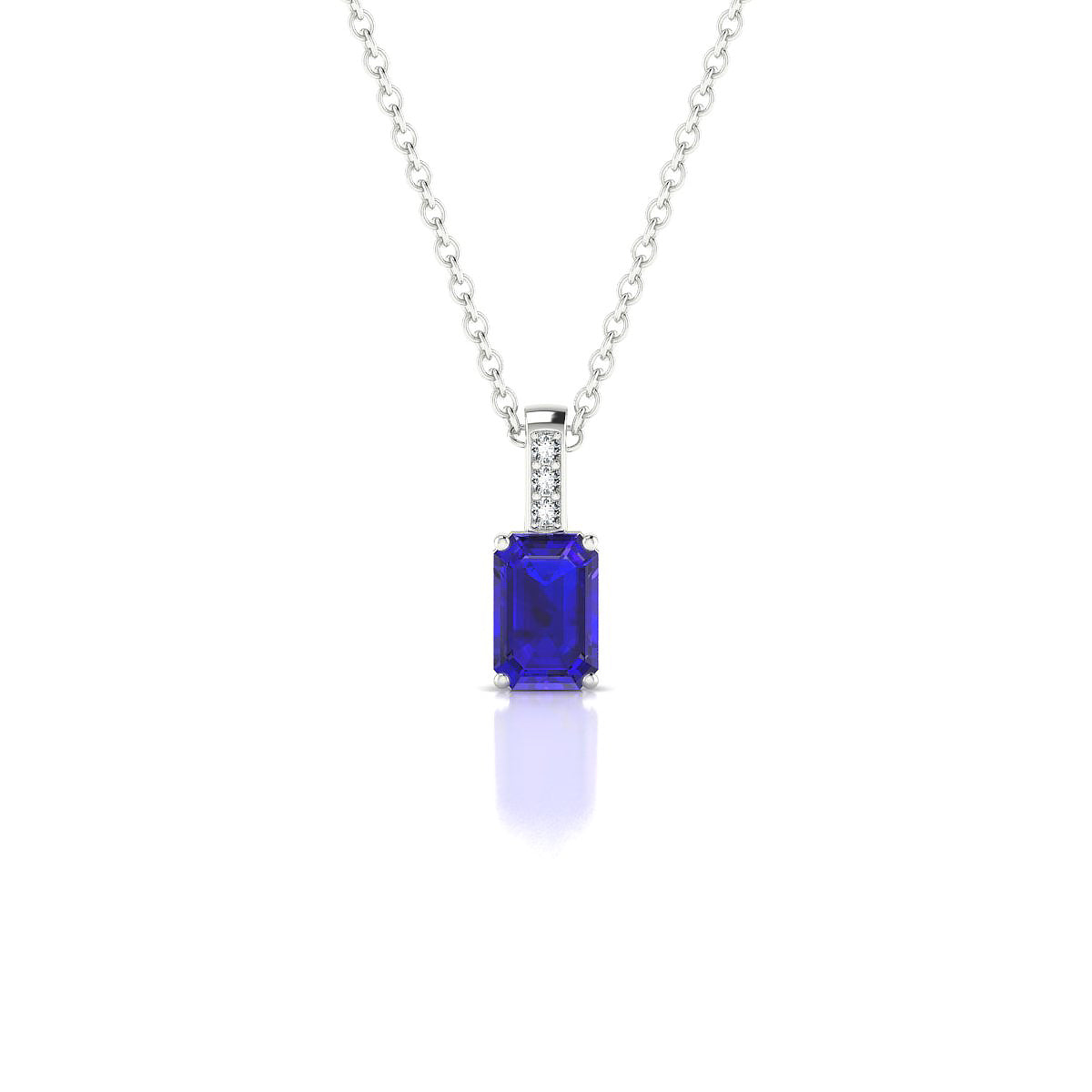 Exquisite | 18k White Gold 6 x 4 mm Emerald Tanzanite Pendant