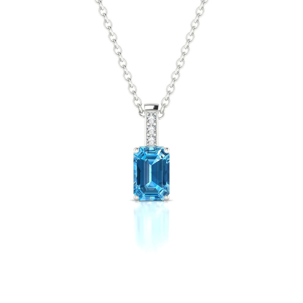 Exquisite | 18k White Gold 6 x 4 mm Emerald Topaz Pendant