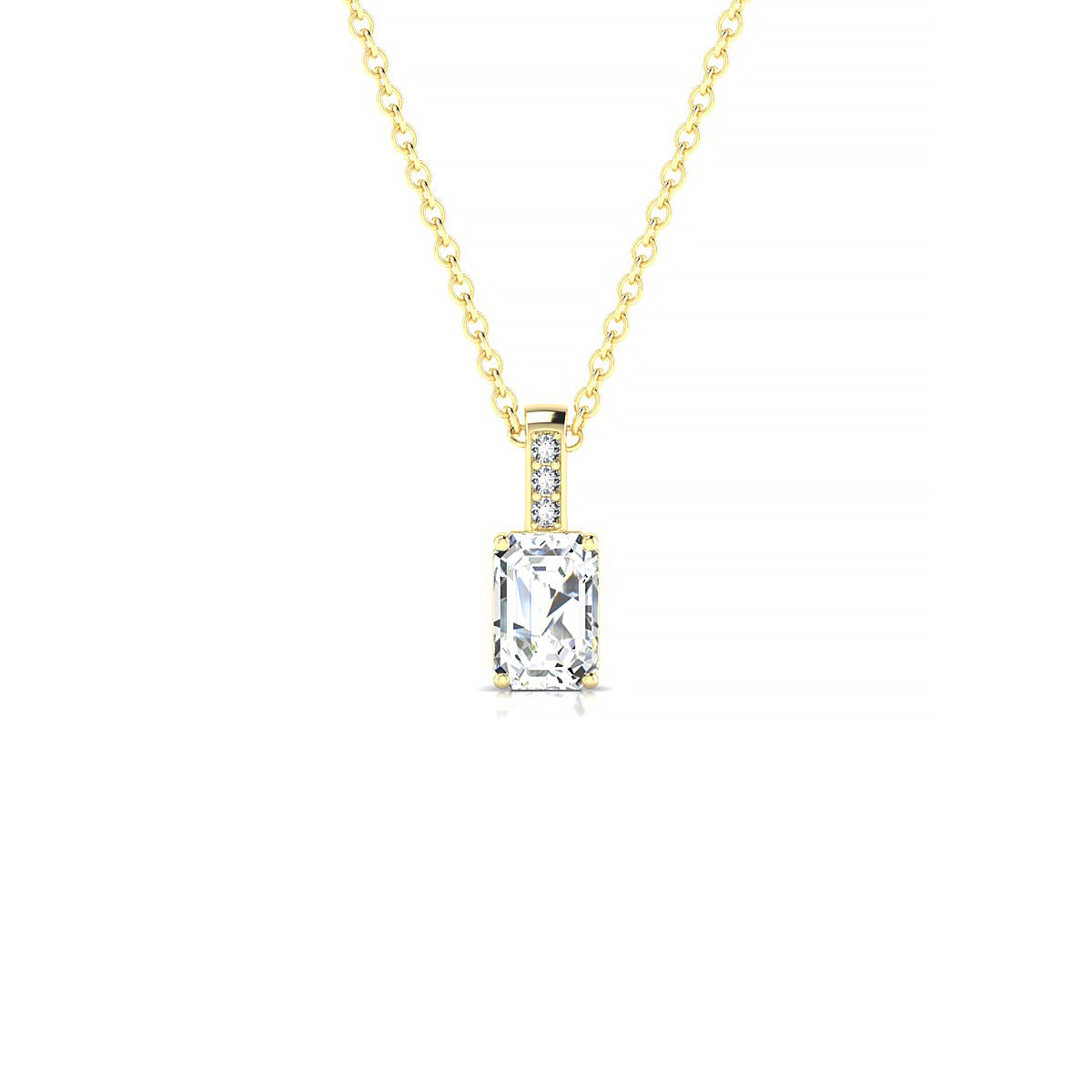 Exquisite | 18k Yellow Gold 6 x 4 mm Emerald Diamond Pendant