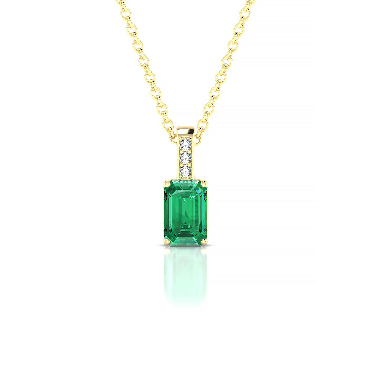 Exquisite | 18k Yellow Gold 6 x 4 mm Emerald Emerald Pendant