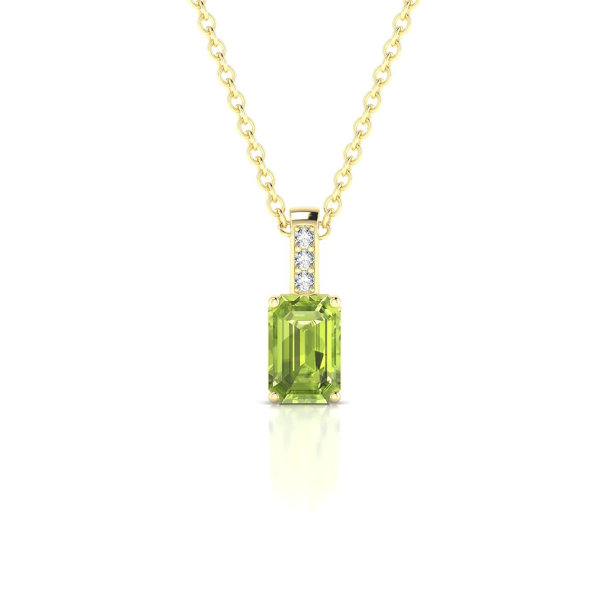 Exquisite | 18k Yellow Gold 6 x 4 mm Emerald Peridot Pendant