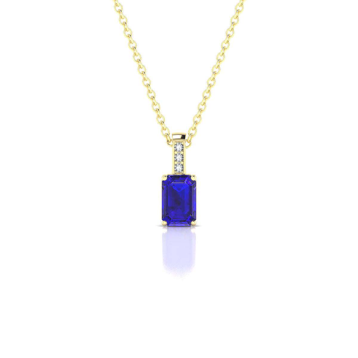 Exquisite | 18k Yellow Gold 6 x 4 mm Emerald Tanzanite Pendant