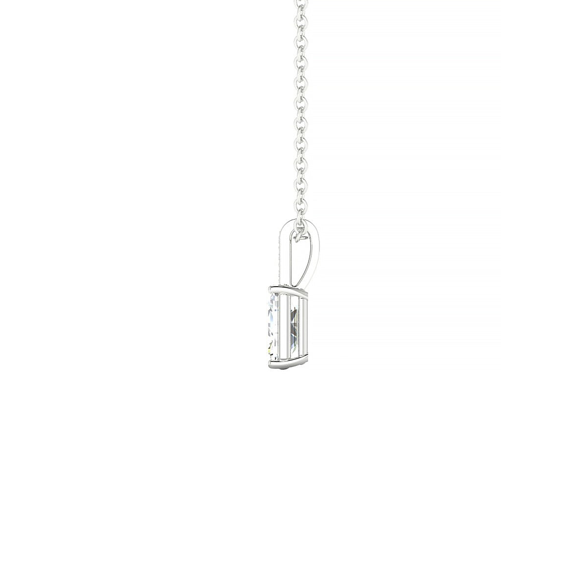Exquisite | 18k White Gold 6 x 4 mm Emerald Diamond Pendant