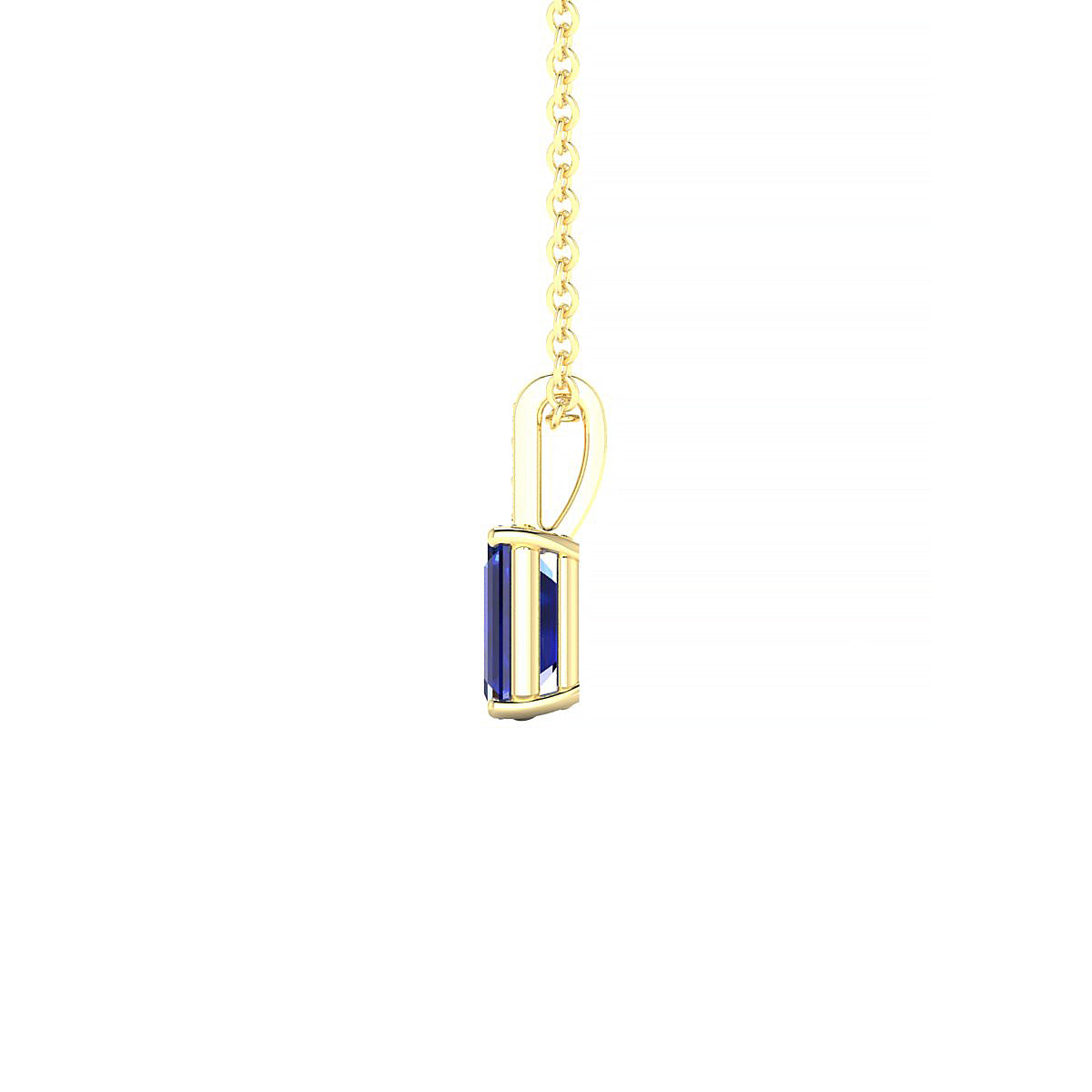 Exquisite | 18k Yellow Gold 6 x 4 mm Emerald Sapphire Pendant