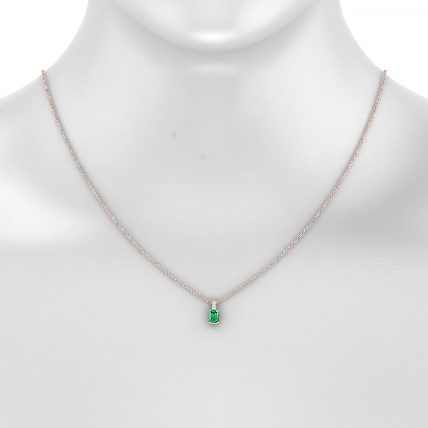 Exquisite | 18k Rose Gold 6 x 4 mm Emerald Emerald Pendant