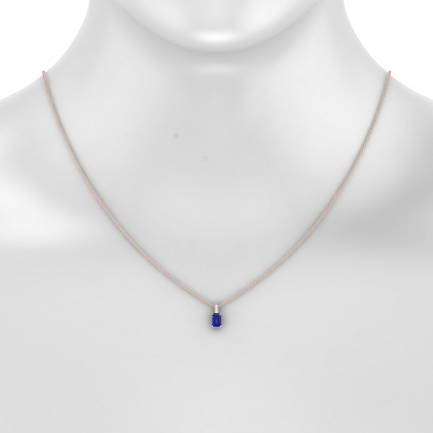 Exquisite | 18k Rose Gold 6 x 4 mm Emerald Sapphire Pendant