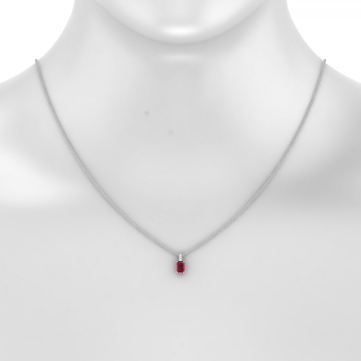 Exquisite | 18k White Gold 6 x 4 mm Emerald Ruby Pendant