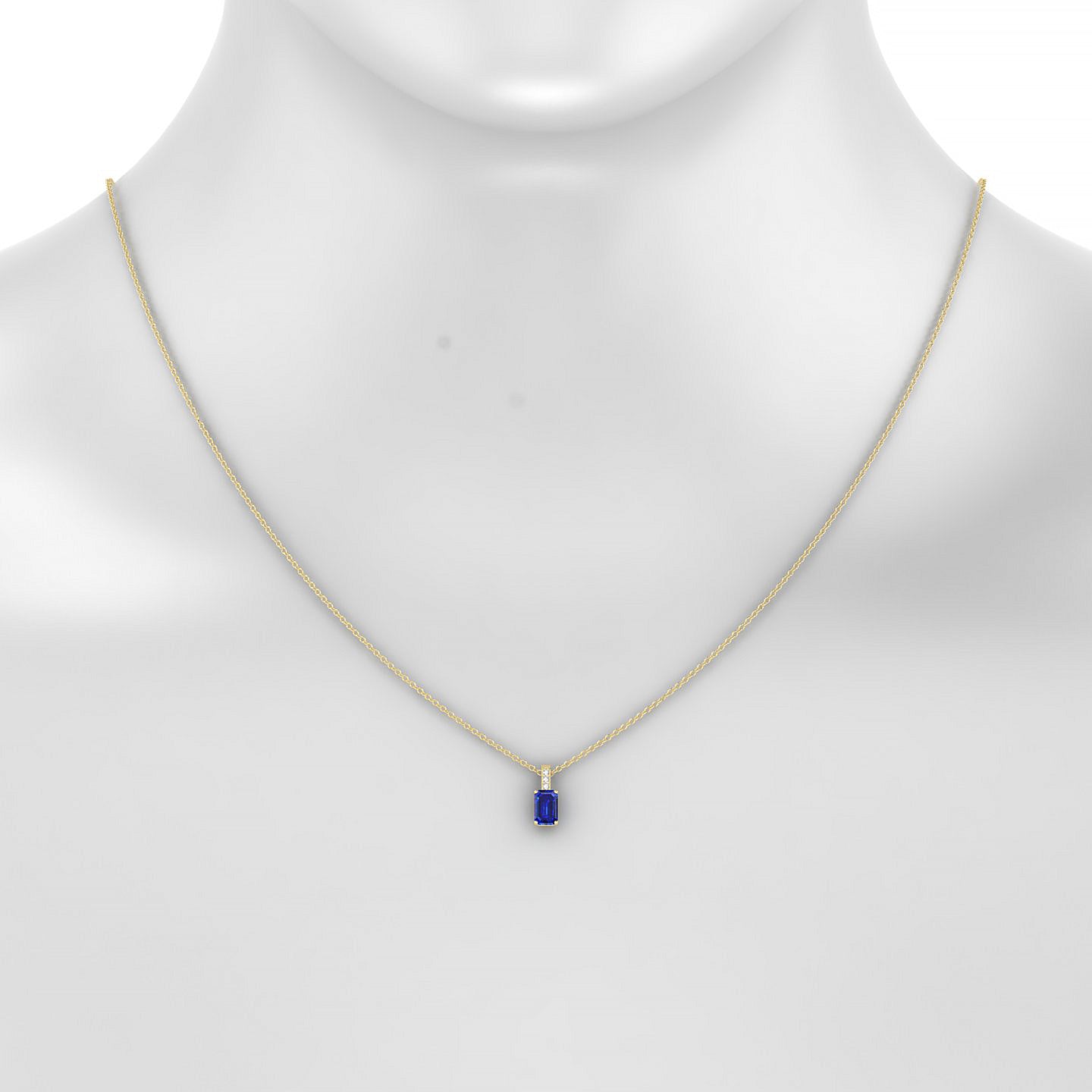 Exquisite | 18k Yellow Gold 6 x 4 mm Emerald Sapphire Pendant
