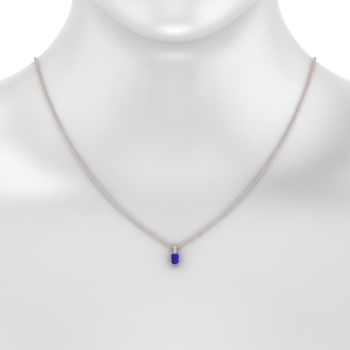 Exquisite | 18k Rose Gold 6 x 4 mm Emerald Tanzanite Pendant
