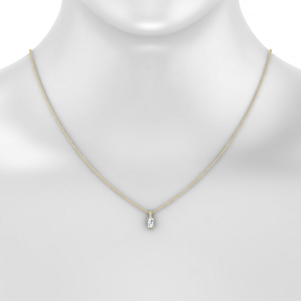 Exquisite | 18k Yellow Gold 6 x 4 mm Emerald Diamond Pendant