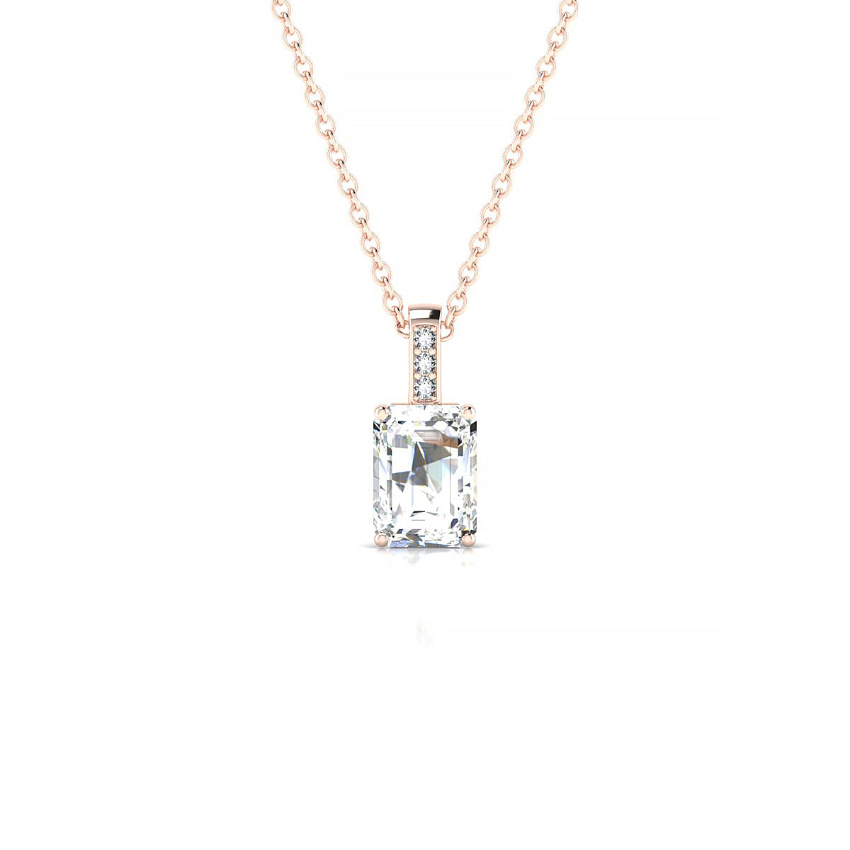 Exquisite | 18k Rose Gold 7 x 5 mm Emerald Diamond Pendant
