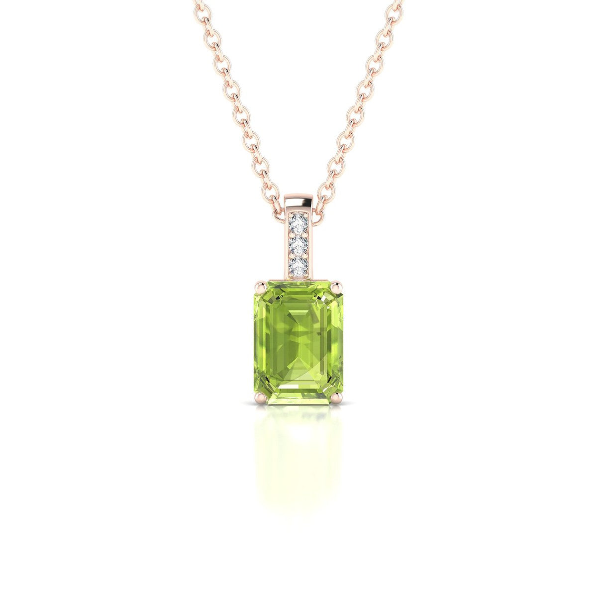 Exquisite | 18k Rose Gold 7 x 5 mm Emerald Peridot Pendant