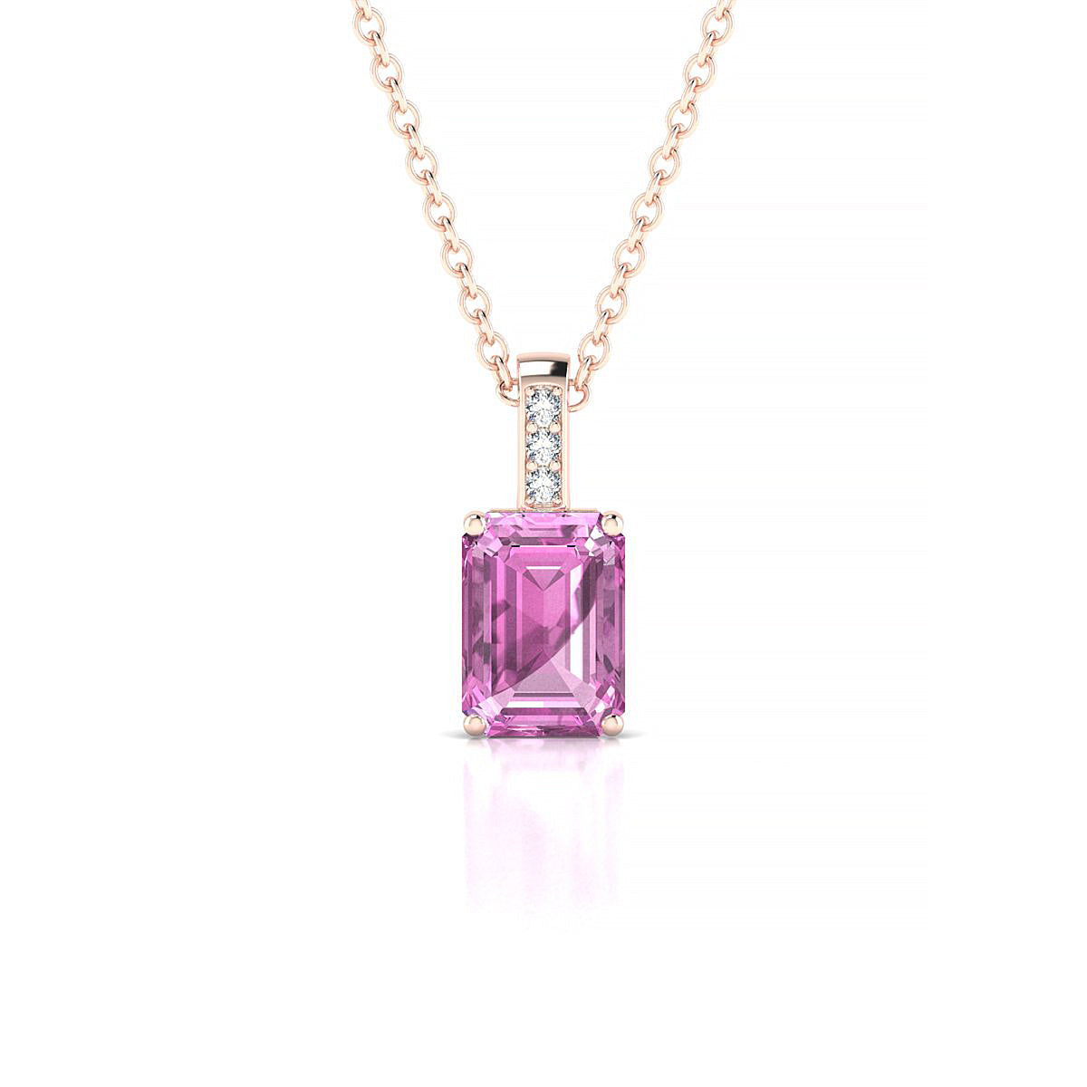 Exquisite | 18k Rose Gold 7 x 5 mm Emerald Pink Sapphire Pendant