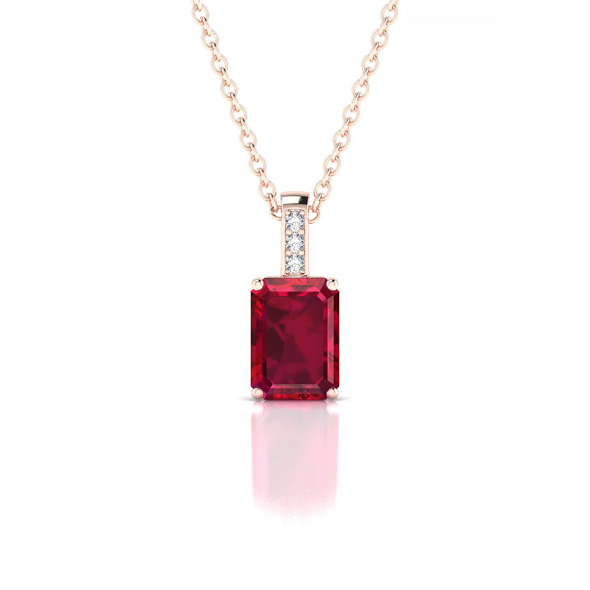 Exquisite | 18k Rose Gold 7 x 5 mm Emerald Ruby Pendant