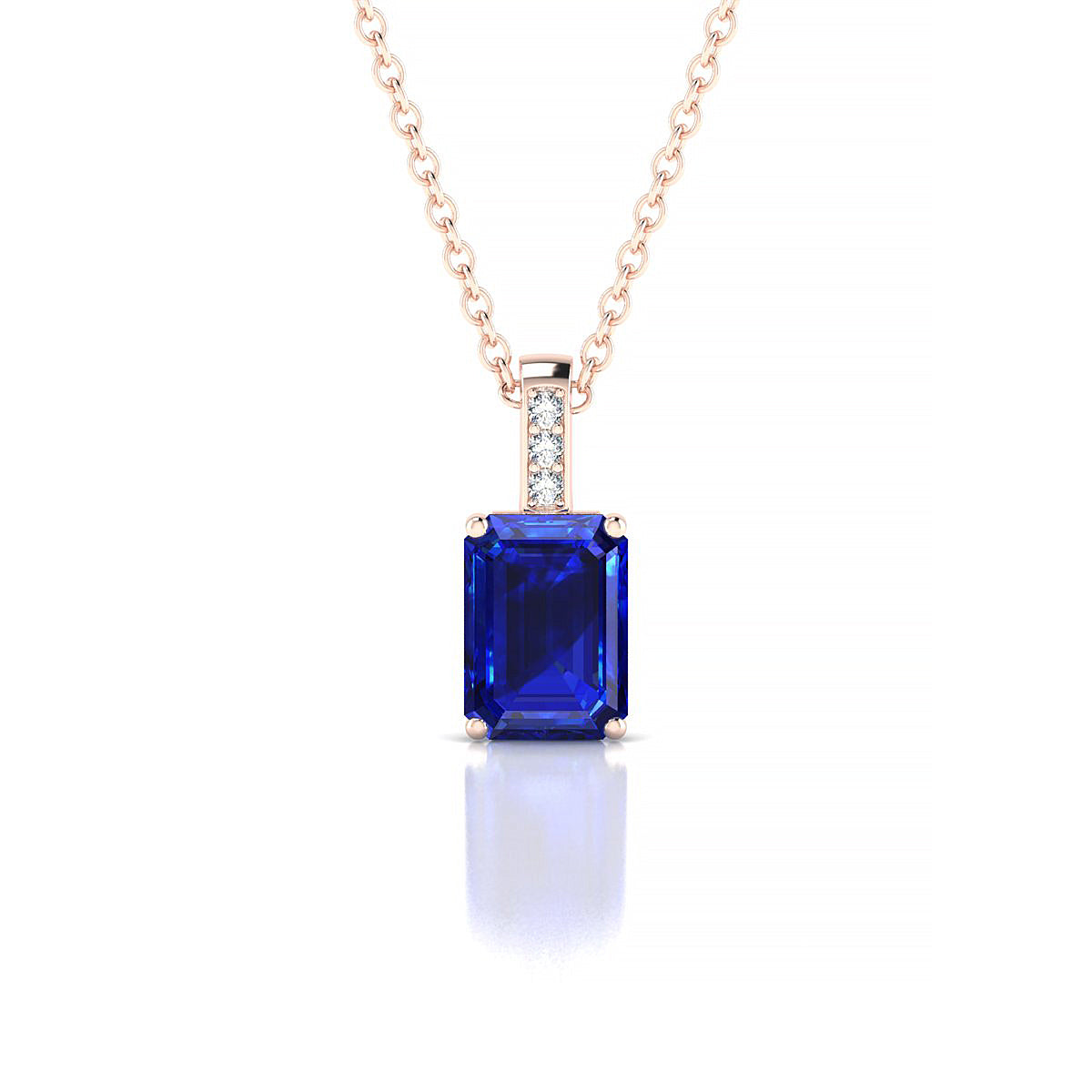 Exquisite | 18k Rose Gold 7 x 5 mm Emerald Sapphire Pendant