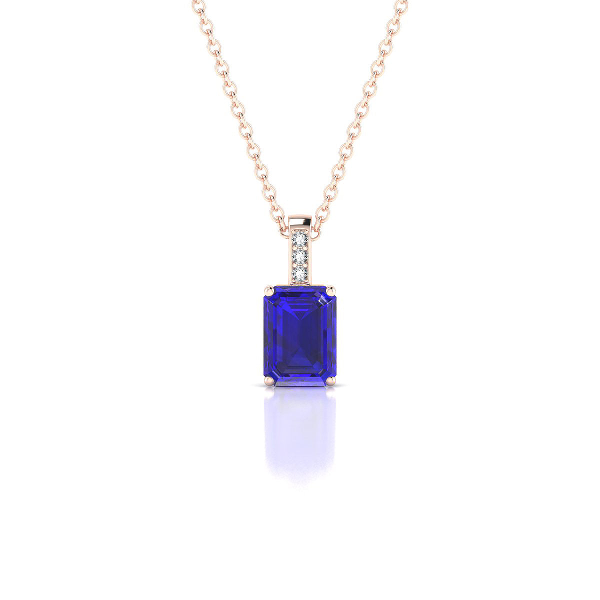 Exquisite | 18k Rose Gold 7 x 5 mm Emerald Tanzanite Pendant
