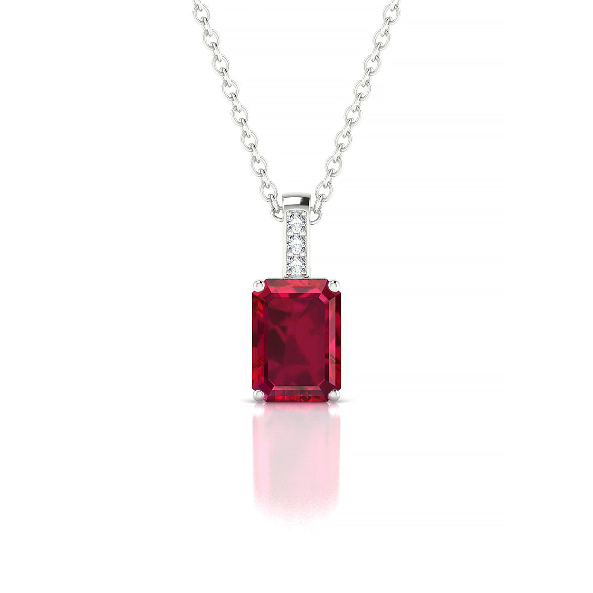 Exquisite | 18k White Gold 7 x 5 mm Emerald Ruby Pendant