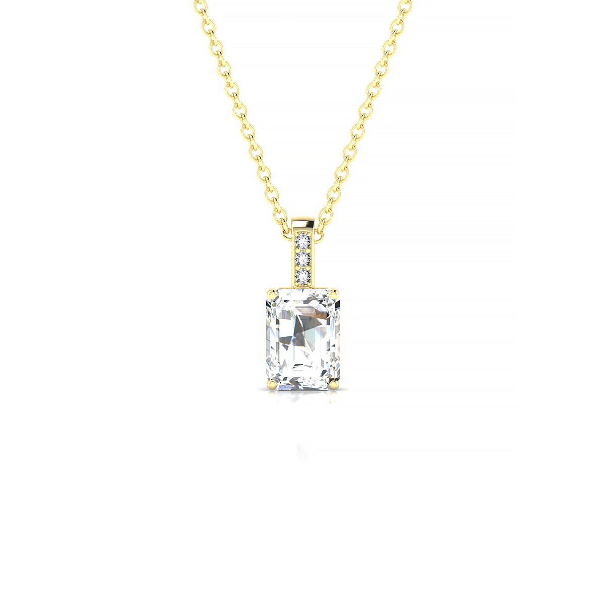Exquisite | 18k Yellow Gold 7 x 5 mm Emerald Diamond Pendant